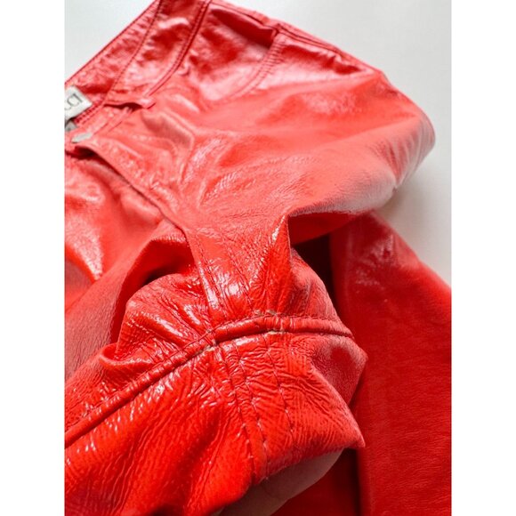 FIORUCCI Yves Orange Cigarette Vinyl High Rise Slim Straight Pants, Size 28 - Picture 6 of 15